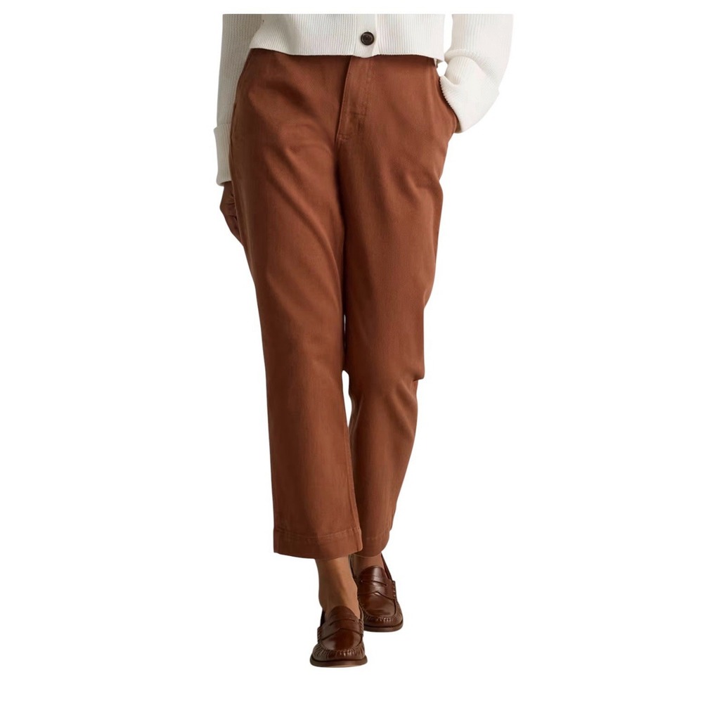 Quince Sz 25 Organic Stretch Cotton Twill Wide-Leg Crop Pants Rust Denim #Z6-5